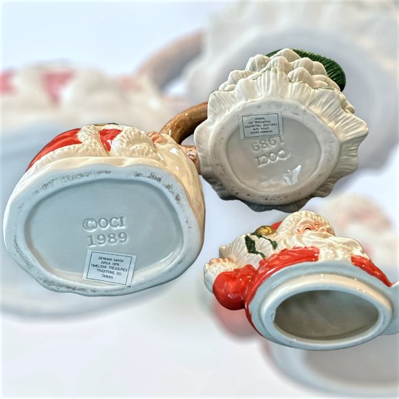 1989 TIMELESS TREASURES German Christmas Tree Creamer-Santa Figurine Suger Bowl - Picture 7 of 9